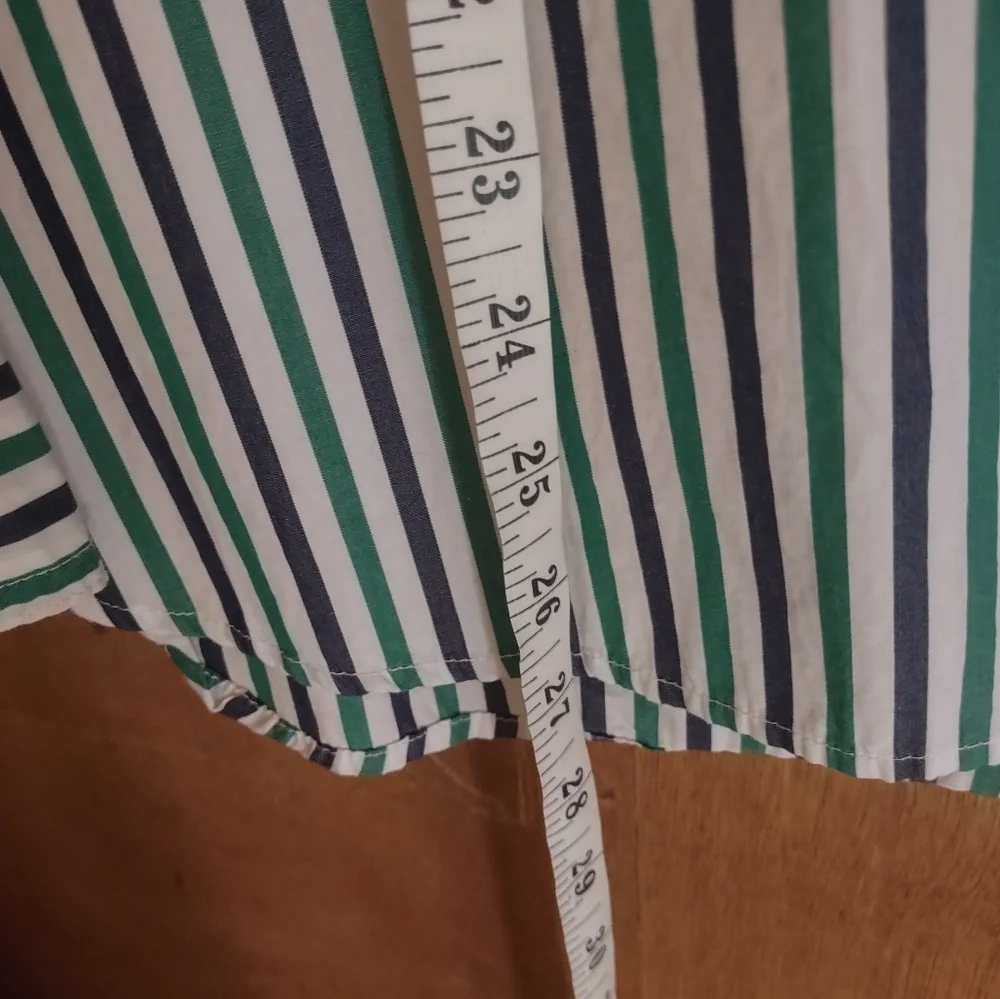 J Crew Green and White Striped Shirt - Picture 7 of 10